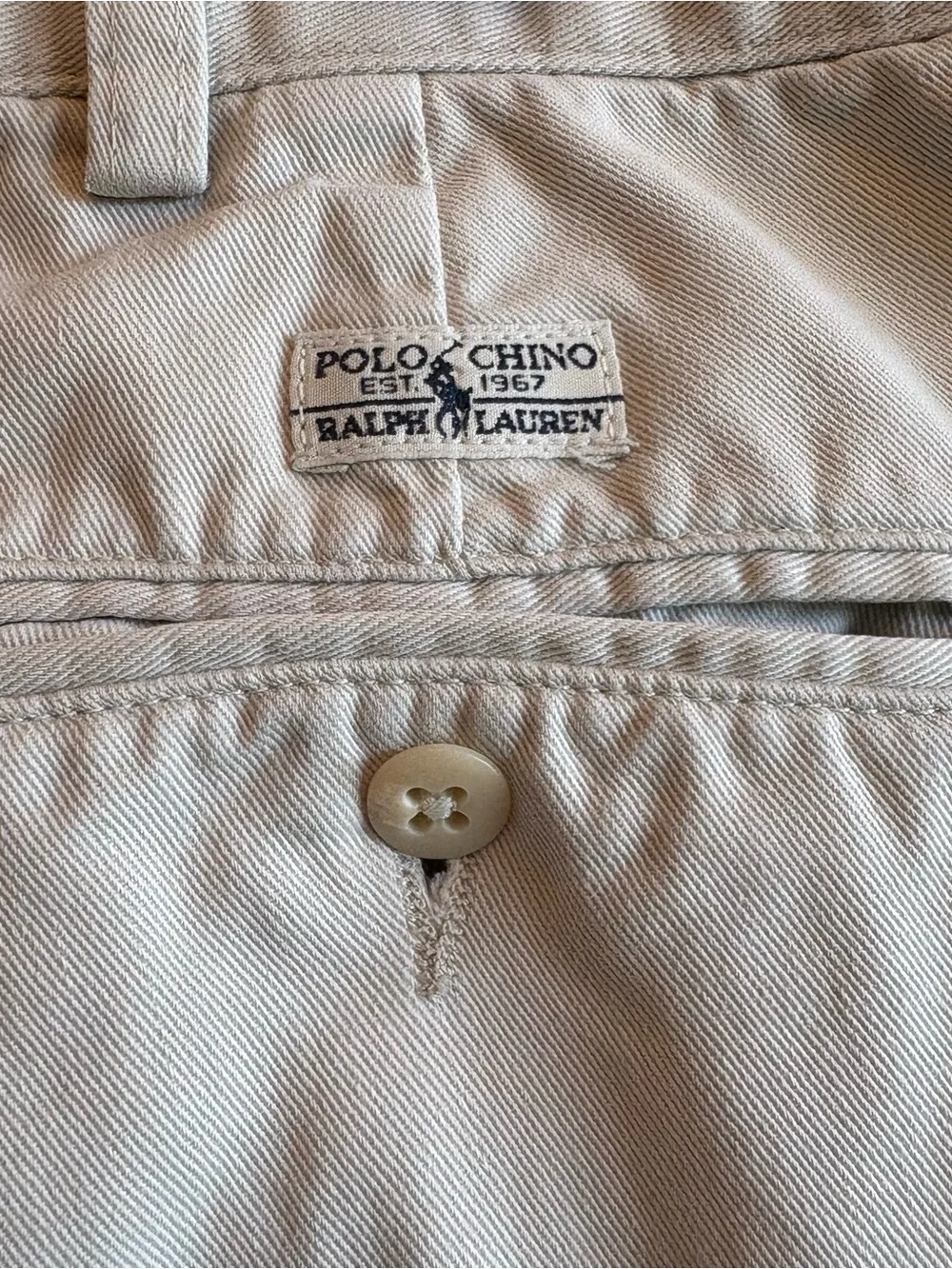 VTG Polo Ralph Lauren Andrew Pant Mens 36x31 Khaki Pleated Chino Cotton Preppy